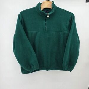 Lands End Mens Tall XL Green Fleece Half Zip Pullover Sweatshirt Outdoor Casual